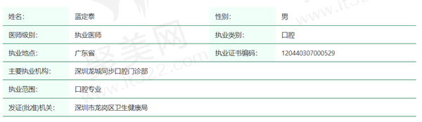 蓝定泰医生资质