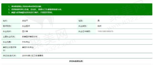 达州韩美整形医院皮世平资质信息