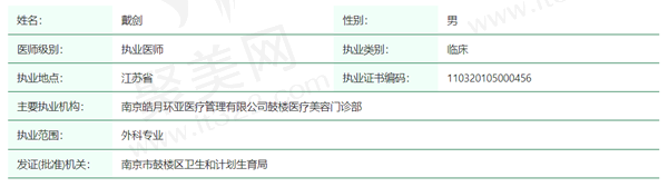戴剑医生资质