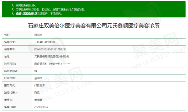 石家庄元氏鑫颜医疗美容诊所资质