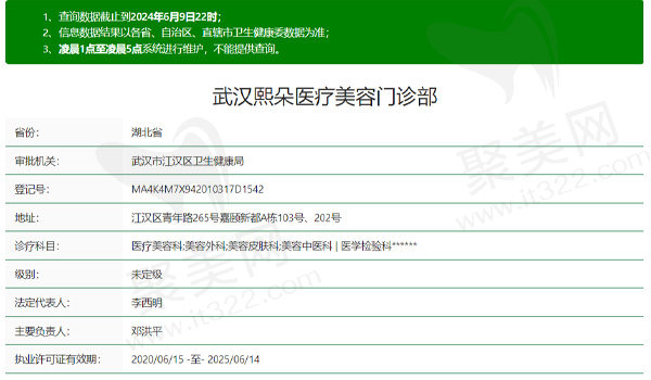 武汉熙朵医疗美容门诊资质表
