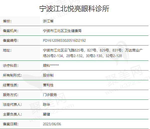 宁波江北悦亮眼科诊所正规吗？