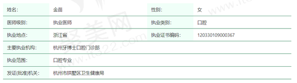 金苗医生资质