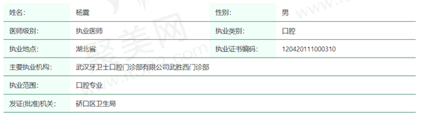 杨震医生资质