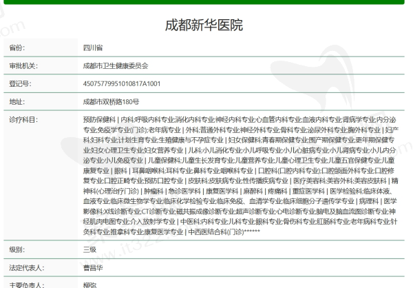 成都新 华医院整形科资质