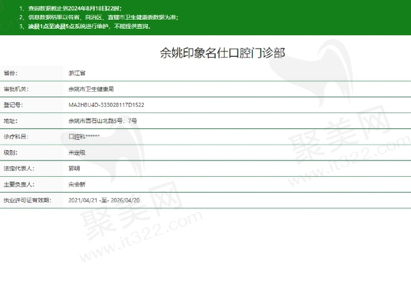 余姚印象名仕口腔门诊部正规吗