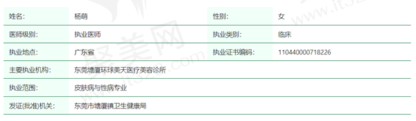杨萌医生资质