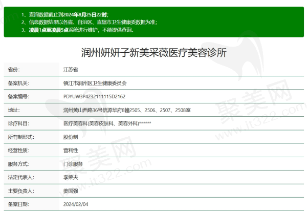 镇江润州新美采薇医疗美容资质