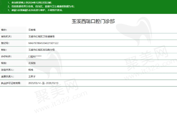 玉溪西瑞口腔门诊部正规吗
