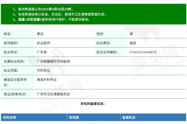 广州紫馨整形黄迅医生