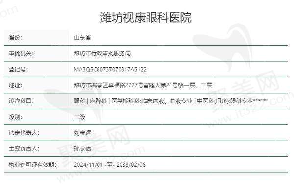 潍坊视康眼科医院医生名单及简介